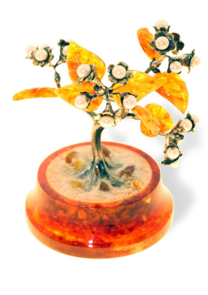 Сувенир "Цветущая сакура" из янтаря HDprlTR