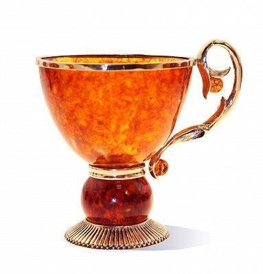 Чашка чайная янтарная "Саламандра" из янтаря HD7002