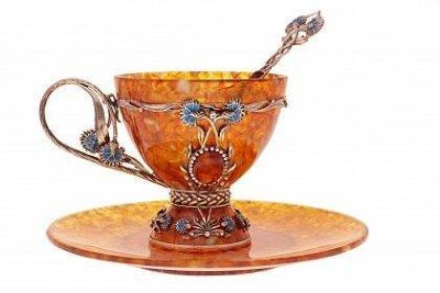 Чайная чашка из янтаря "Васильки" HD5002