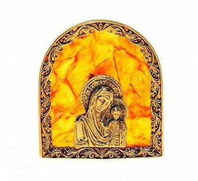 Иконка "Богородица" из янтаря HDM-pr
